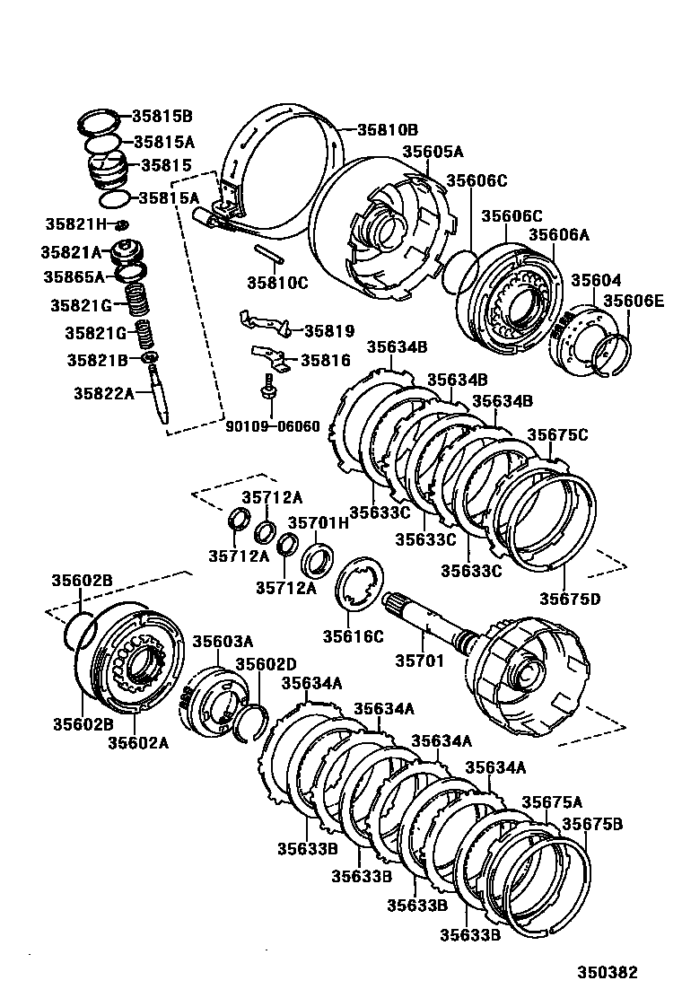 Toyota COROLLA 制动带和多片式离合器(ATM) EPC diagram — 350382