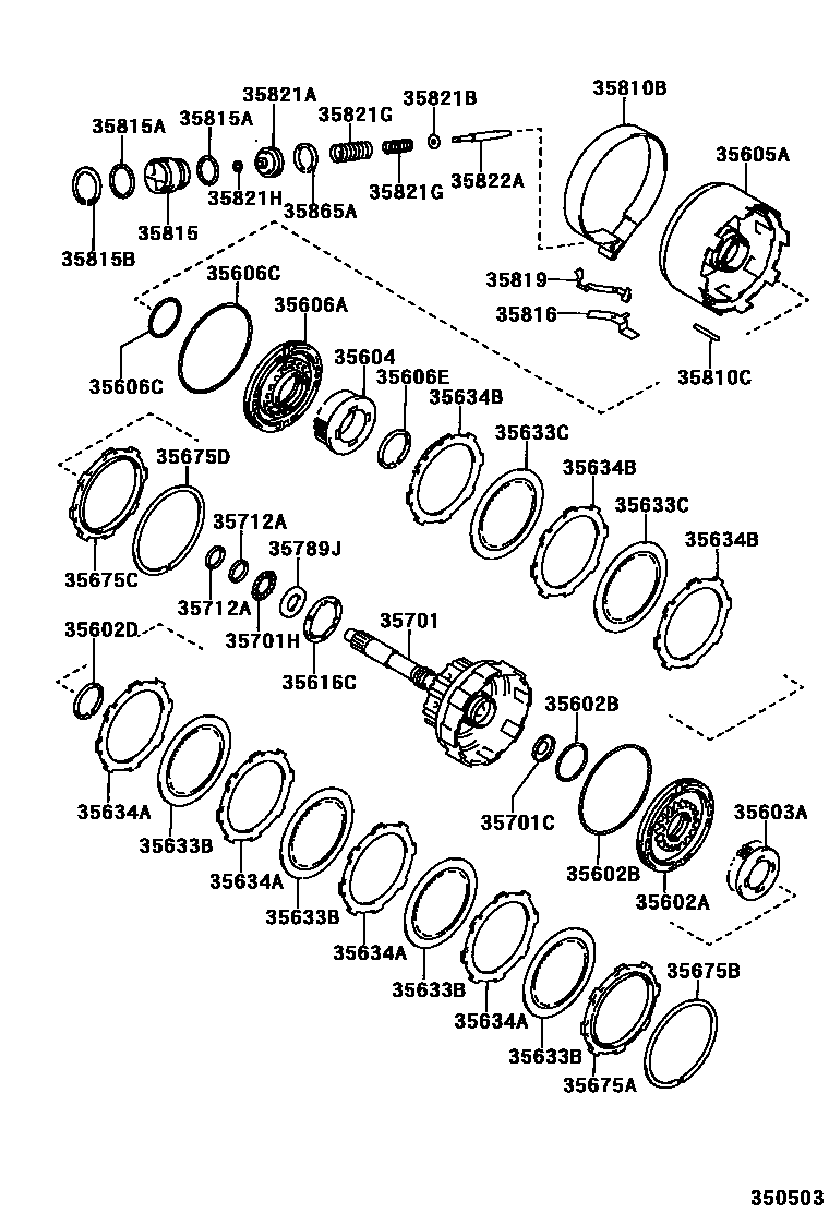 Toyota COROLLA 制动带和多片式离合器(ATM) EPC diagram — 350503