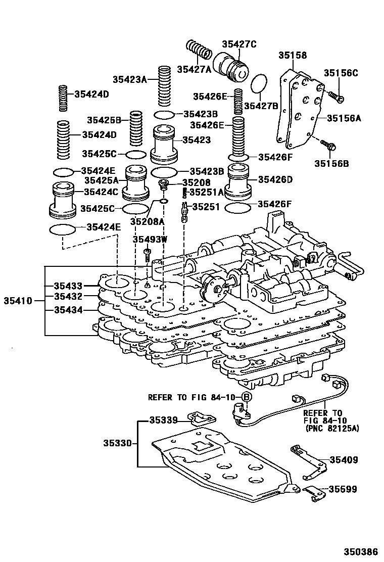 Toyota COROLLA 阀体和滤油网(ATM) EPC diagram — 350386