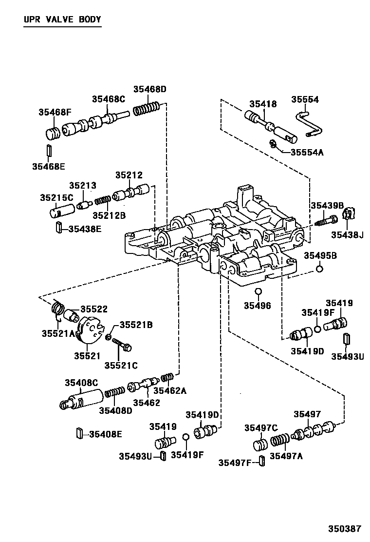 Toyota COROLLA 阀体和滤油网(ATM) EPC diagram — 350387