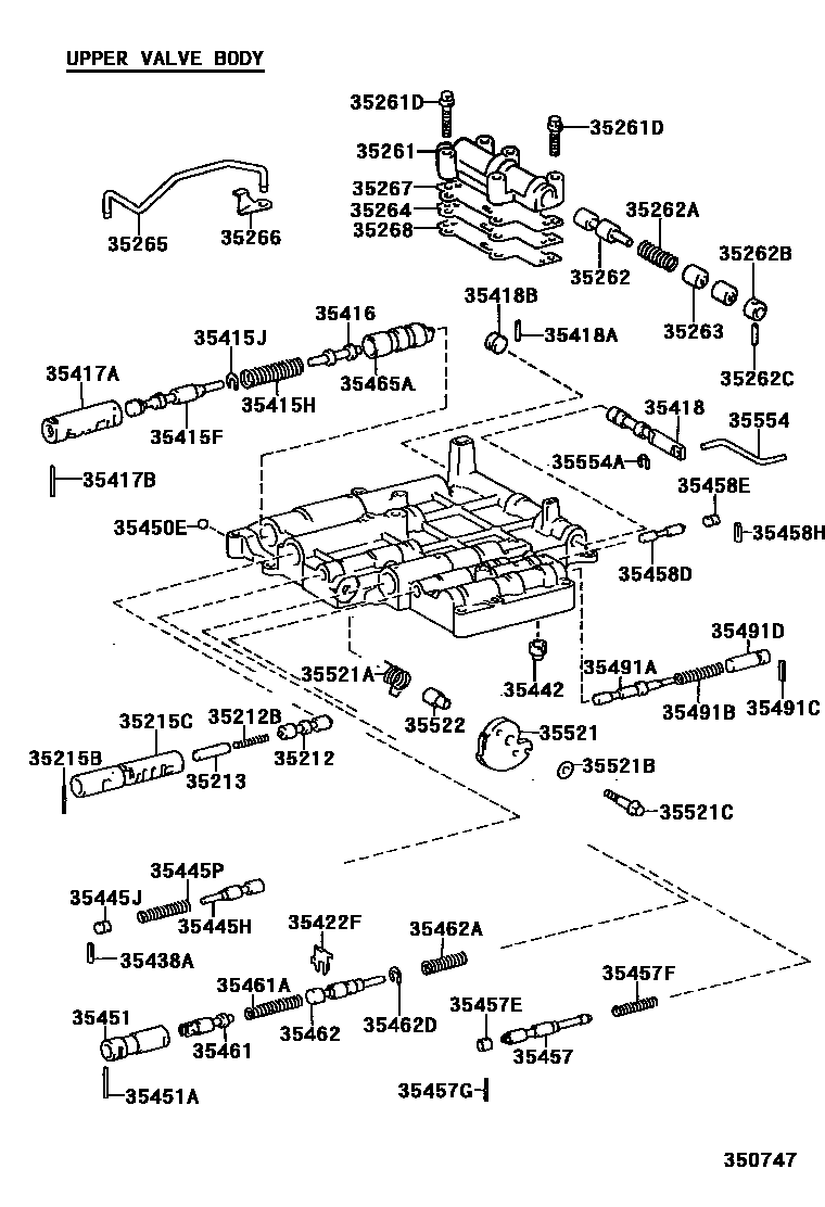 Toyota COROLLA 阀体和滤油网(ATM) EPC diagram — 350747