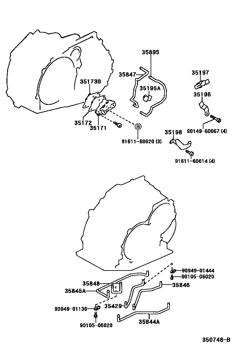 Toyota COROLLA 阀体和滤油网(ATM) EPC diagram — 350748B