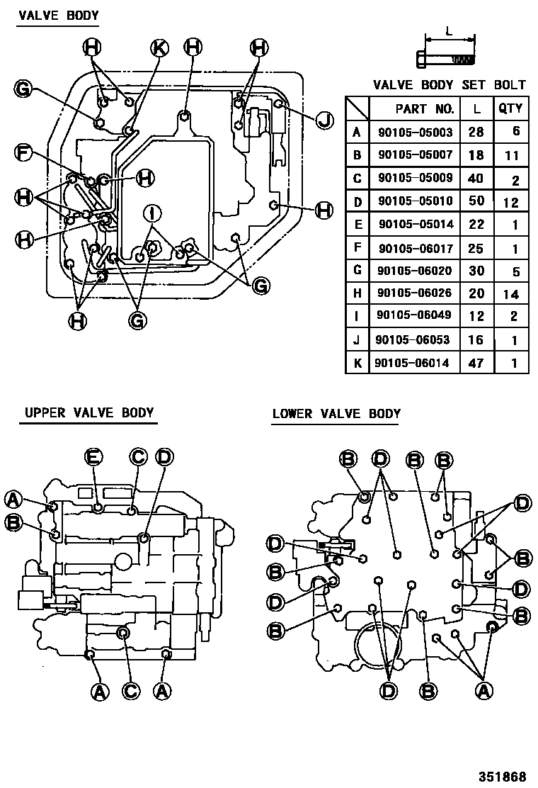 Toyota COROLLA 阀体和滤油网(ATM) EPC diagram — 351868