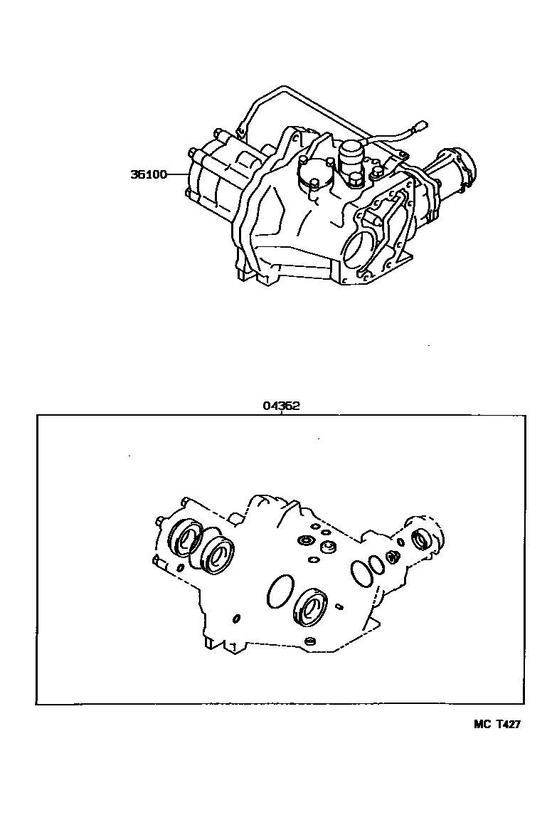 Toyota COROLLA Transfer Assembly & Gasket Kit EPC diagram — MCT427