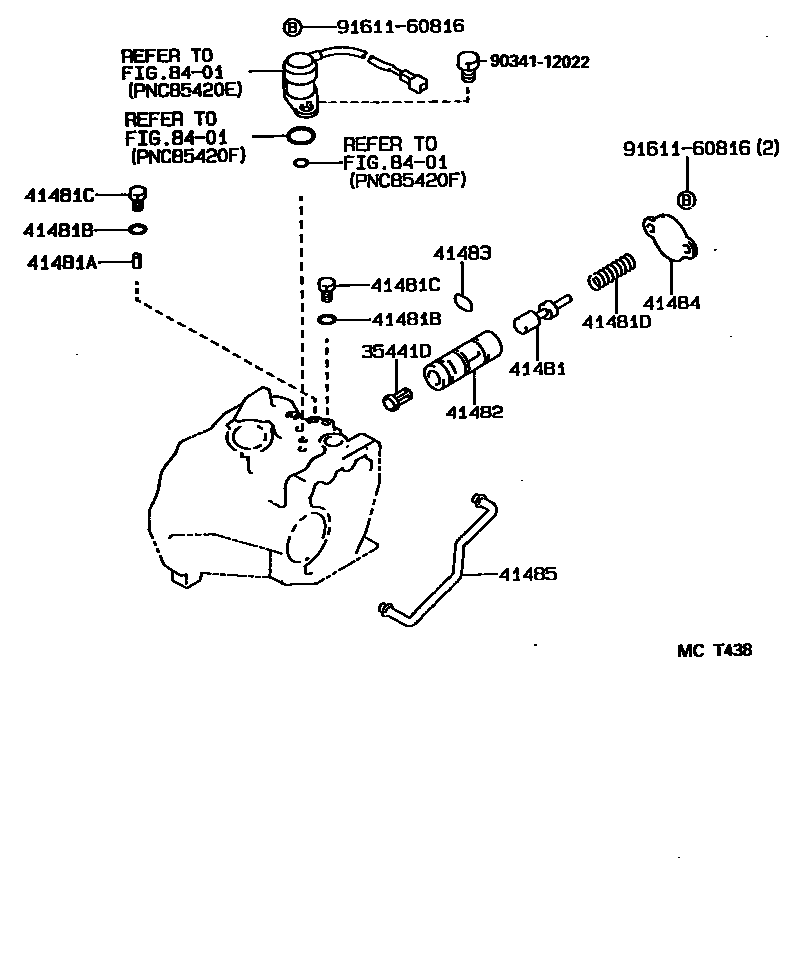 Toyota COROLLA 分动器阀体和阀杆 EPC diagram — MCT438