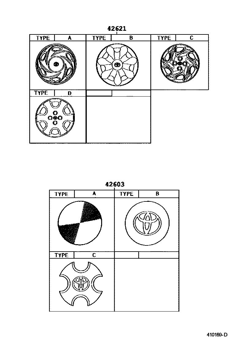 Toyota COROLLA 车轮和车轮盖 EPC diagram — 410169D
