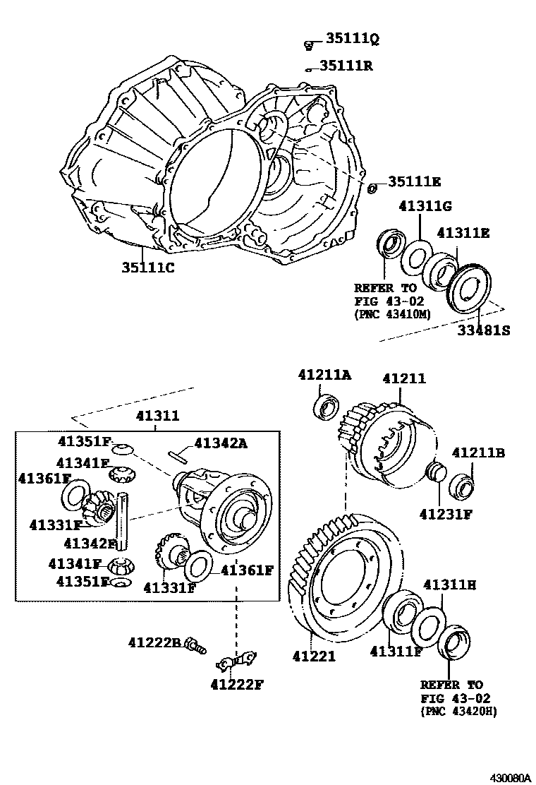 Toyota COROLLA 前桥壳和差速器 EPC diagram — 430080A