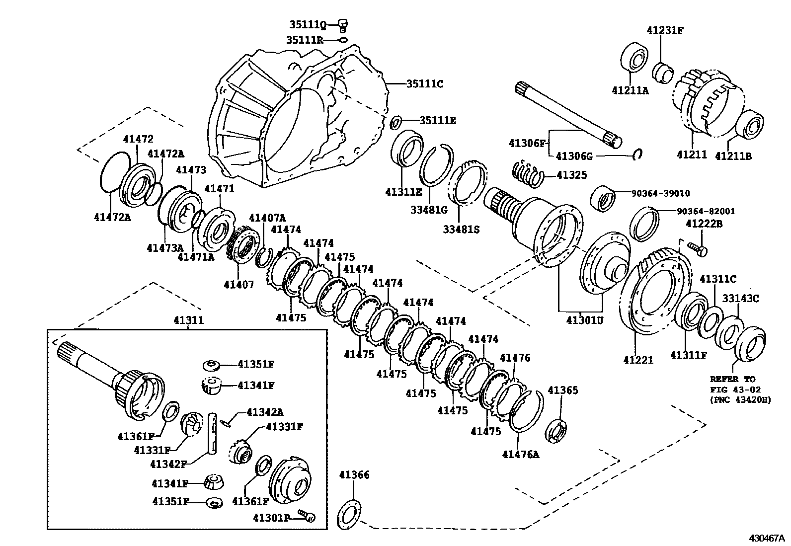 Toyota COROLLA 前桥壳和差速器 EPC diagram — 430467A