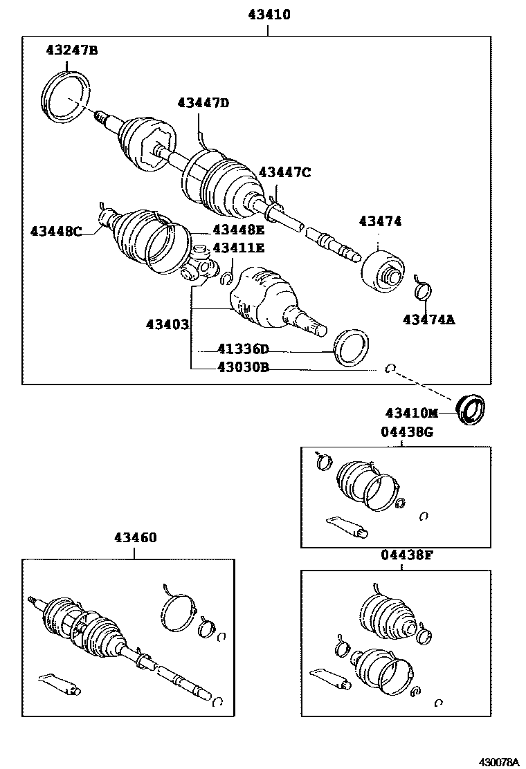 Toyota COROLLA Front Drive Shaft EPC diagram — 430078A