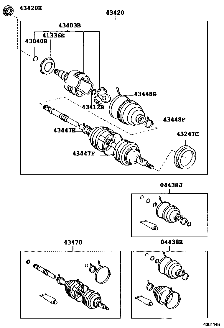 Toyota COROLLA Front Drive Shaft EPC diagram — 430114B