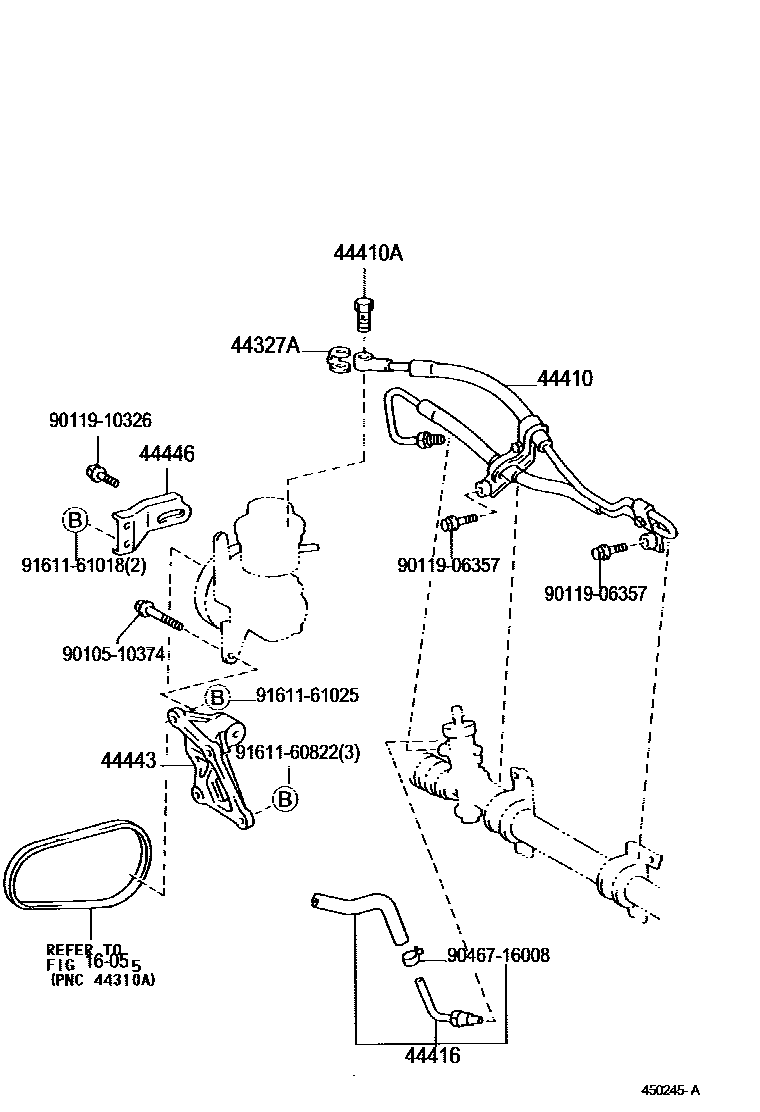 Toyota COROLLA 动力转向配管 EPC diagram — 450245A