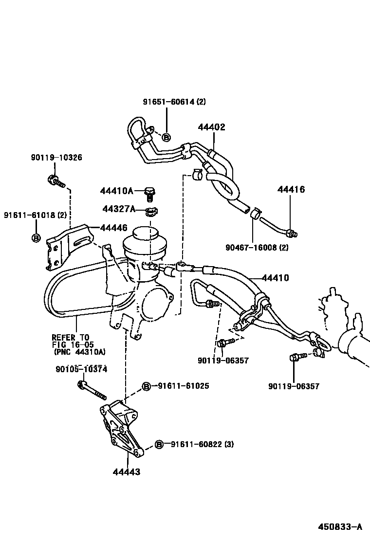 Toyota COROLLA 动力转向配管 EPC diagram — 450833A