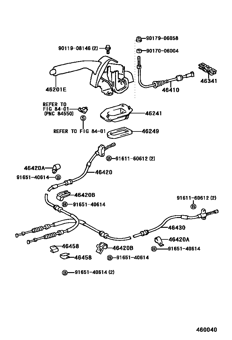 Toyota COROLLA Parking Brake & Cable EPC diagram — 460040