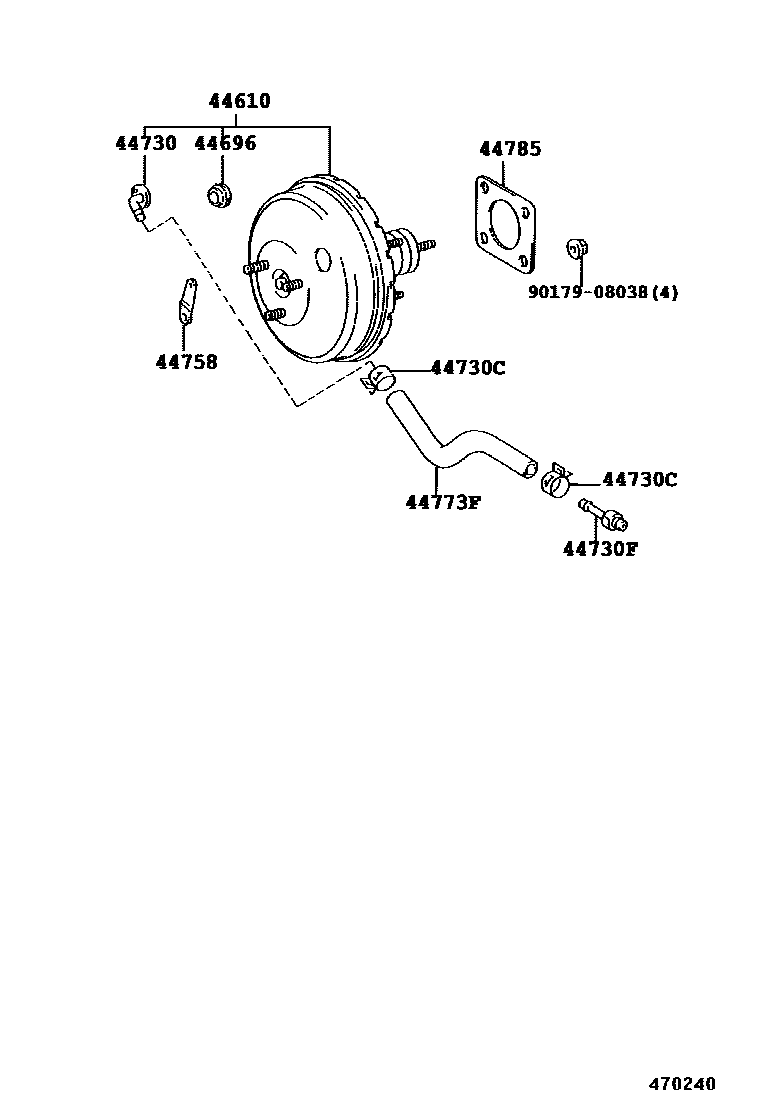 Toyota COROLLA 制动助力器和真空管 EPC diagram — 470240A