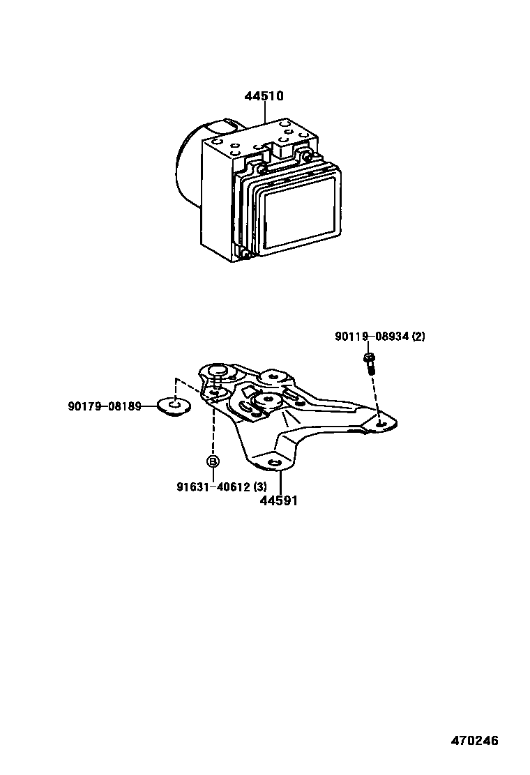 Toyota COROLLA 制动配管和卡箍 EPC diagram — 470246