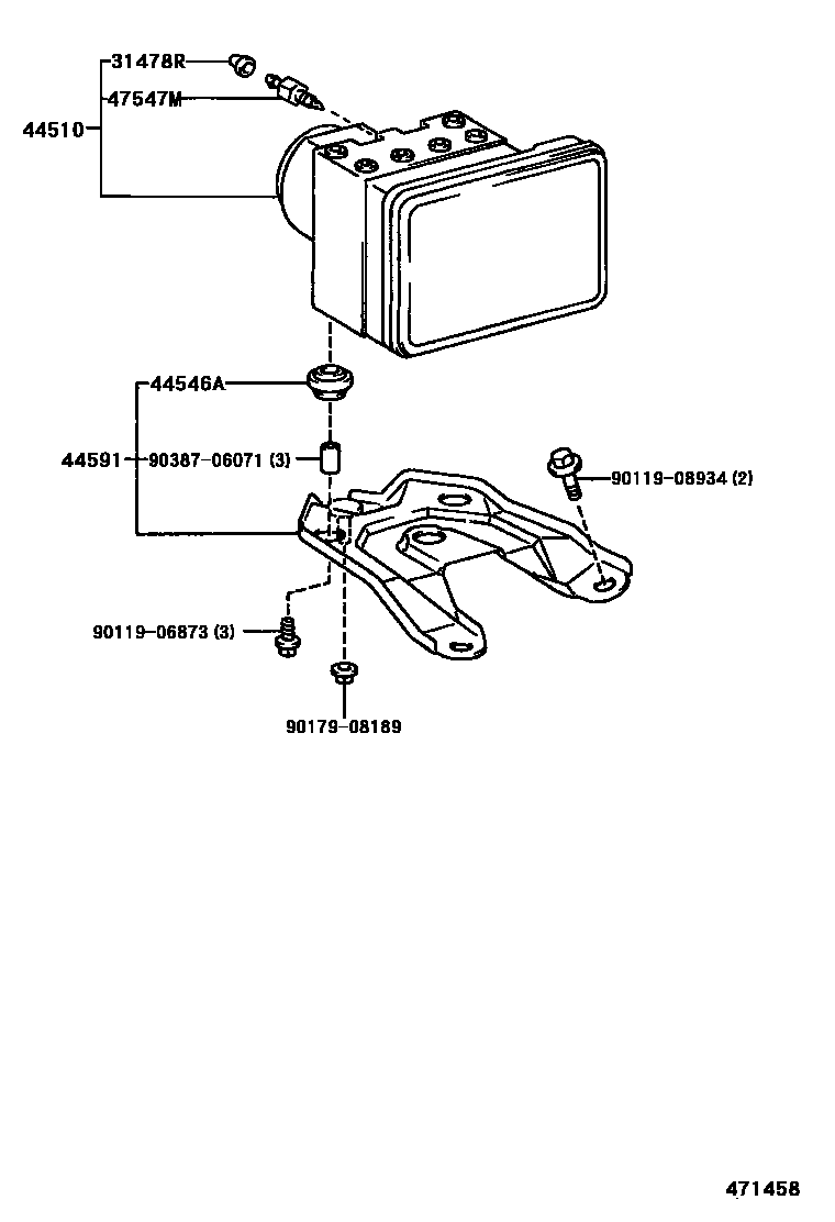 Toyota COROLLA 制动配管和卡箍 EPC diagram — 471458