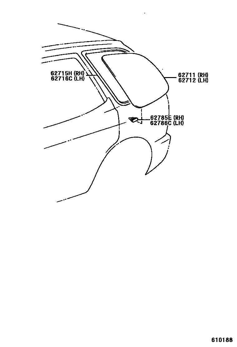 Toyota COROLLA 角窗 EPC diagram — 610188