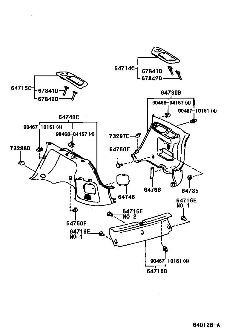 Toyota COROLLA 底板和底板装饰罩 EPC diagram — 640128A