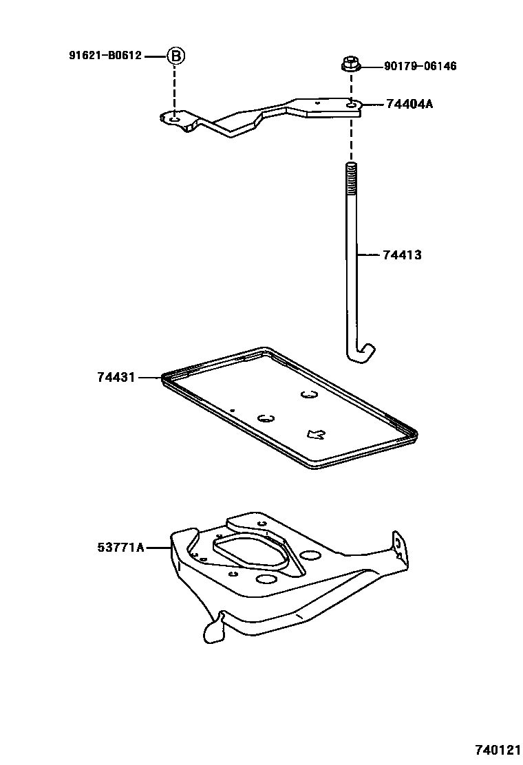 Toyota COROLLA battery holder EPC diagram — 740121