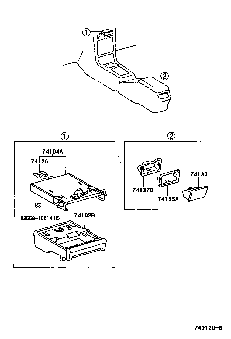 Toyota COROLLA 烟灰盒 EPC diagram — 740120B