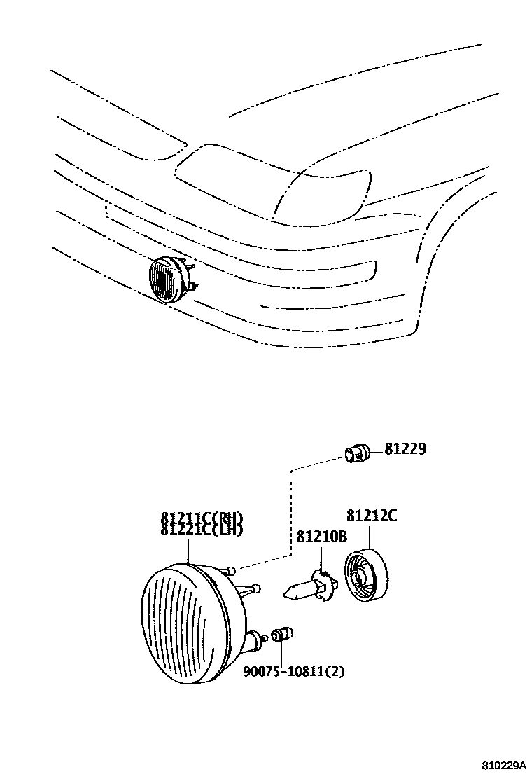 Toyota COROLLA Fog Lamp EPC diagram — 810229A