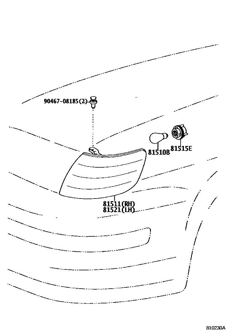 Toyota COROLLA 前转向灯 EPC diagram — 810230A