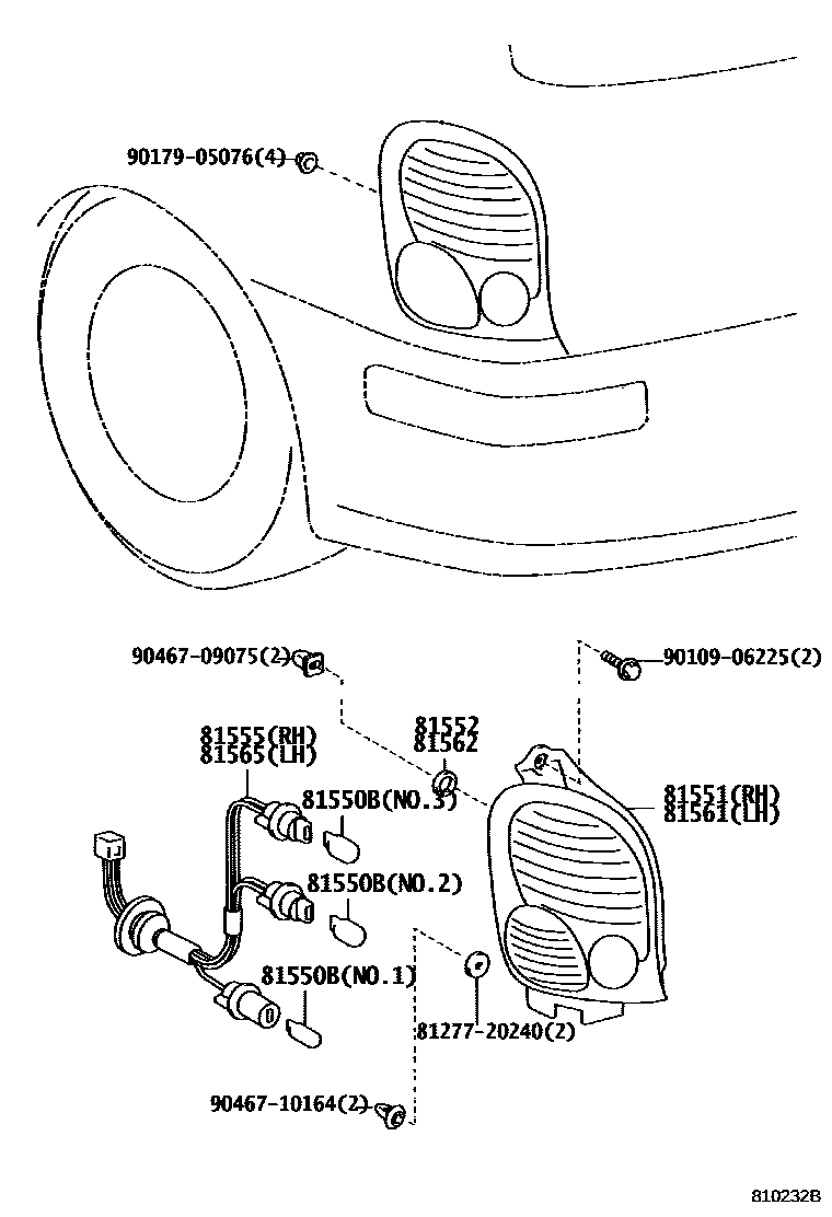 Toyota COROLLA 后组合灯 EPC diagram — 810232B