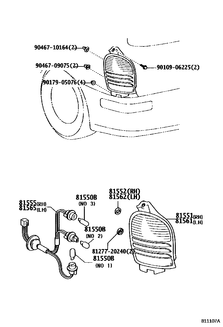 Toyota COROLLA 后组合灯 EPC diagram — 811107A