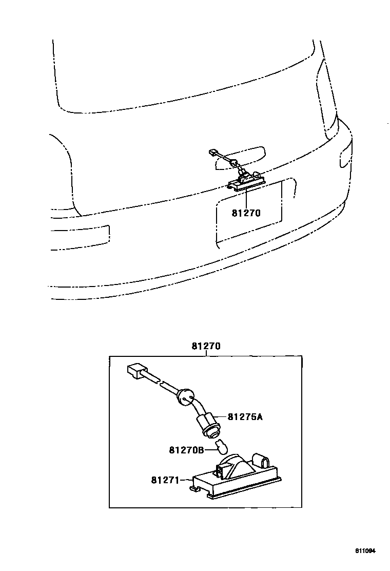 Toyota COROLLA 后牌照灯 EPC diagram — 811094