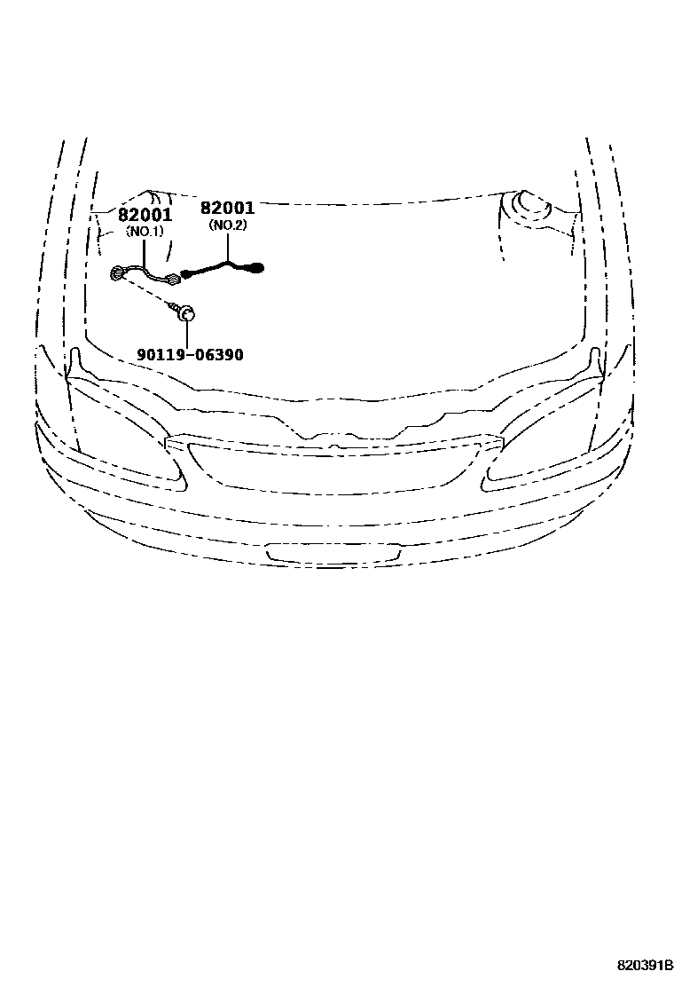 Toyota COROLLA 线束和卡夹 EPC diagram — 820391B