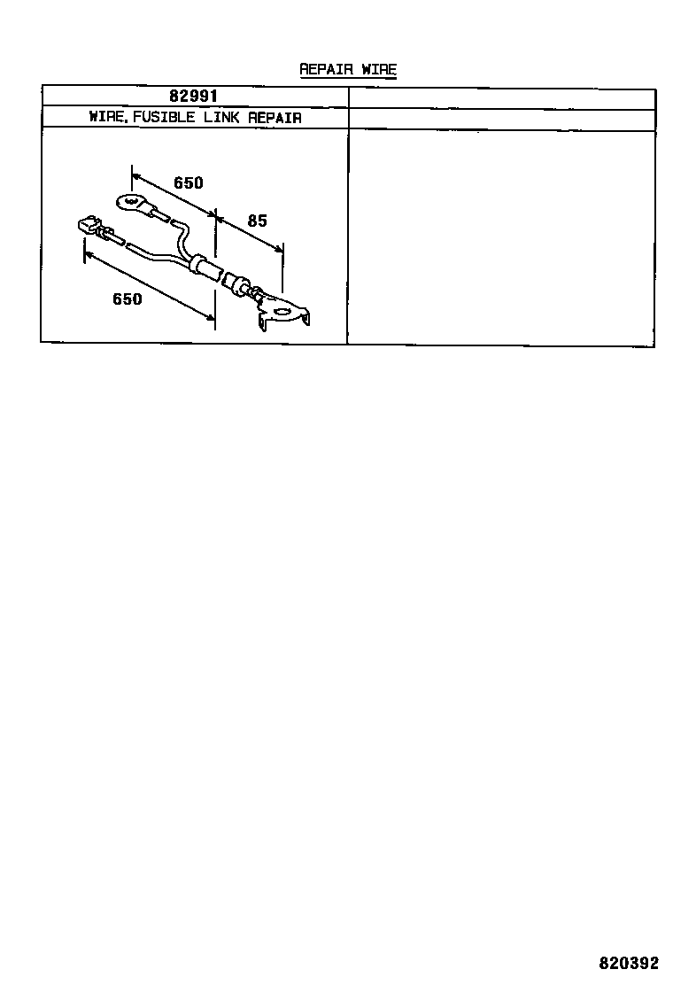 Toyota COROLLA 线束和卡夹 EPC diagram — 820392