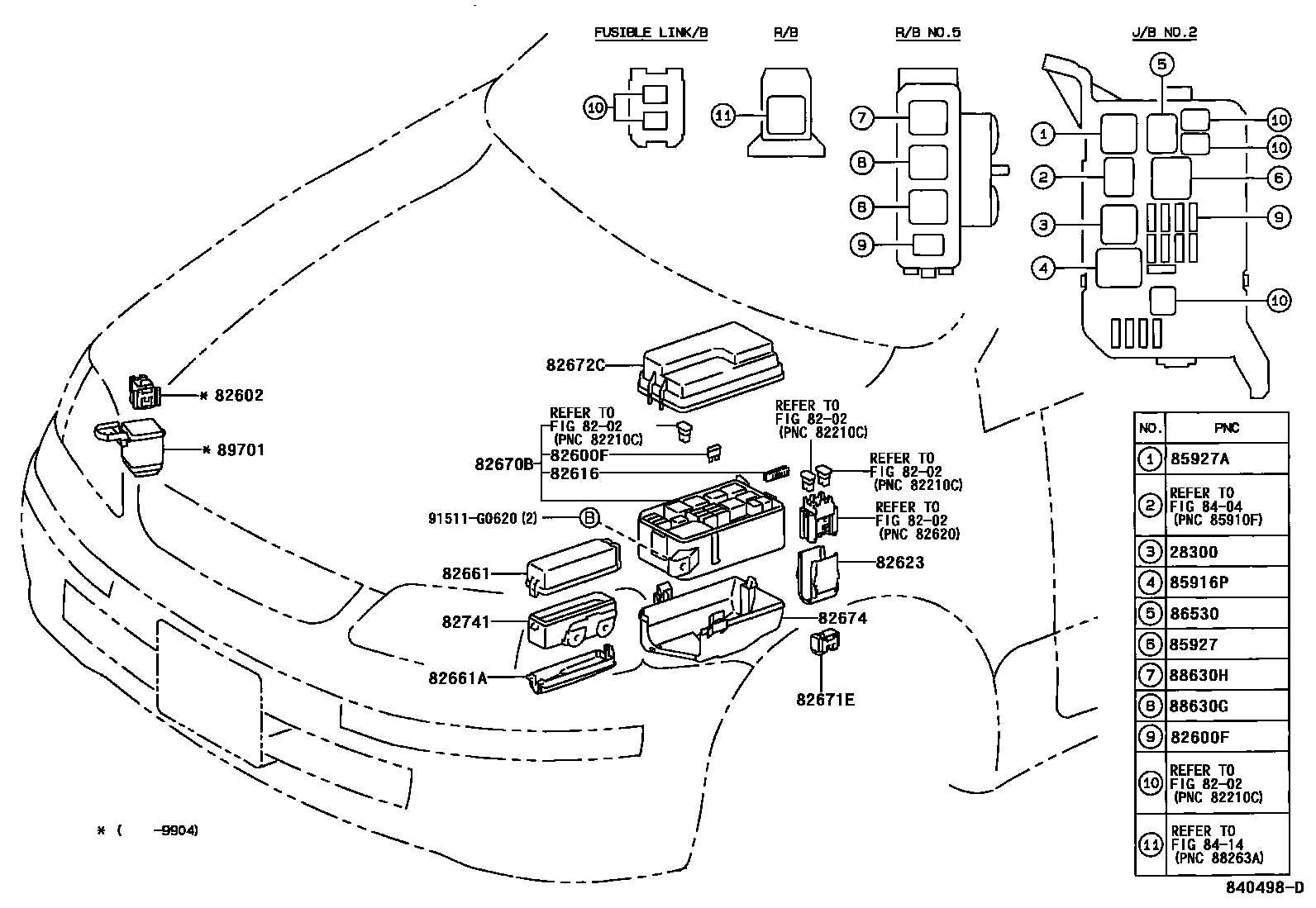 Toyota COROLLA 开关和继电器和ECU EPC diagram — 840498D