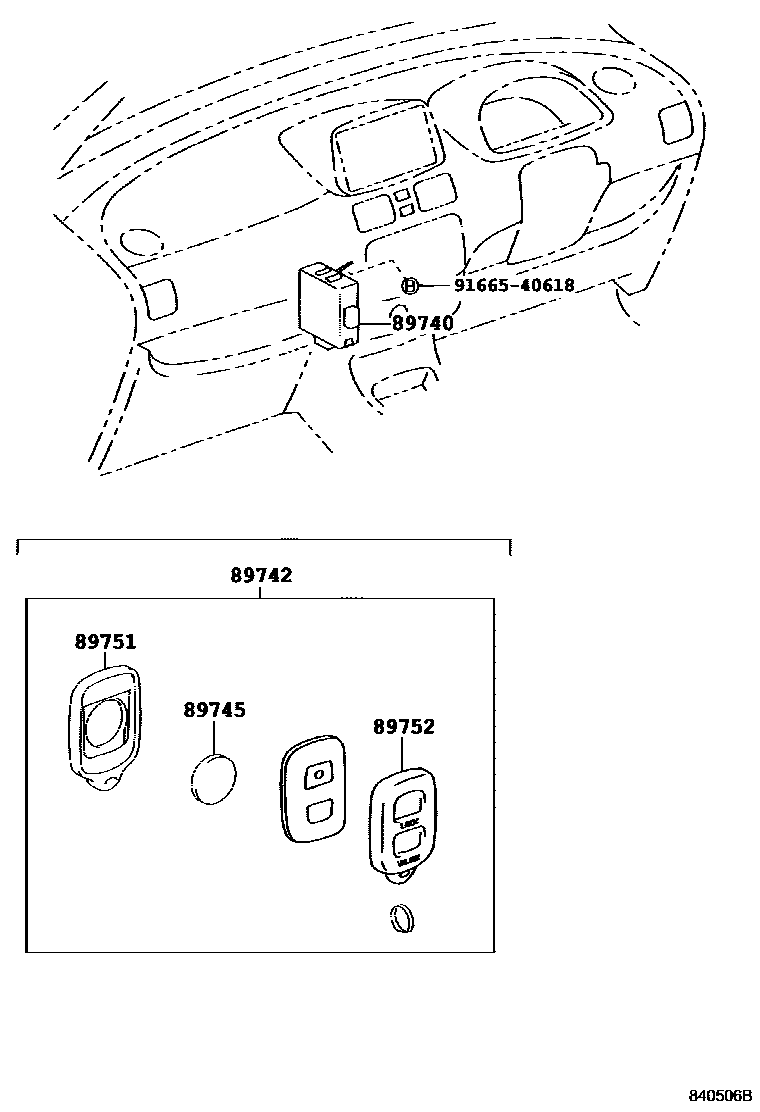 Toyota COROLLA 遥控门锁 EPC diagram — 840506B