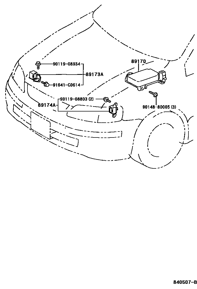 Toyota COROLLA 空气囊 EPC diagram — 840507B