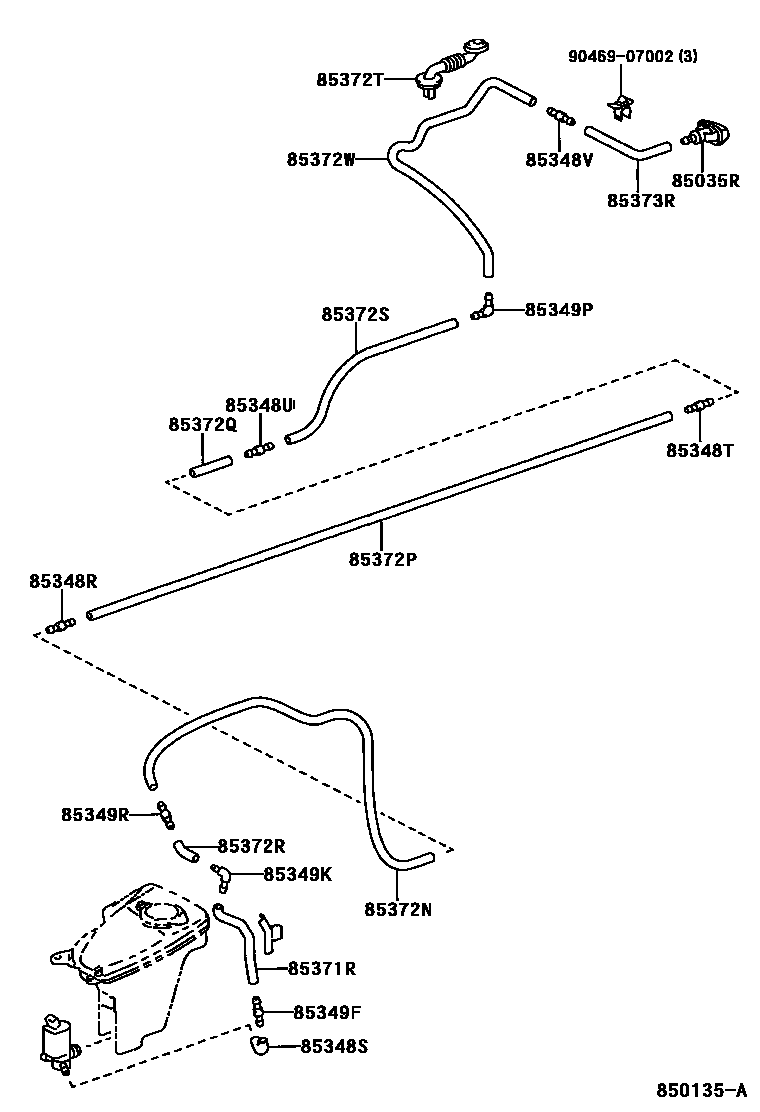 Toyota COROLLA 后清洗器 EPC diagram — 850135A