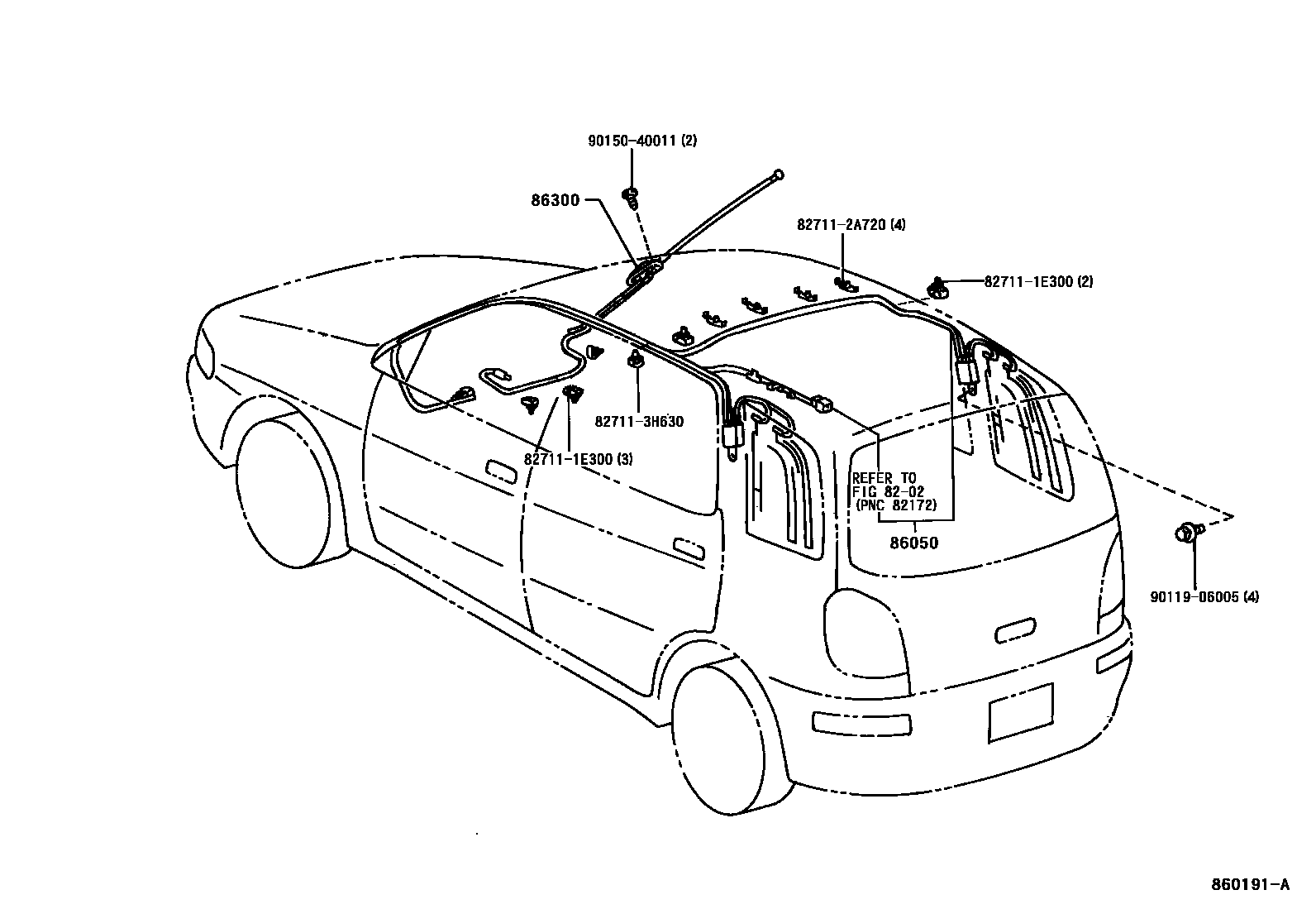 Toyota COROLLA antenna EPC diagram — 860191A