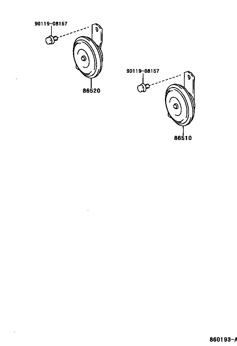 Toyota COROLLA 喇叭 EPC diagram — 860193A