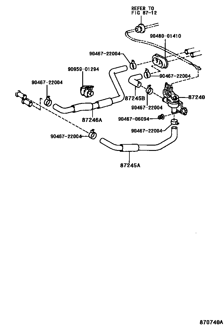 Toyota COROLLA 暖风和空调系统 - 水管 EPC diagram — 870740A
