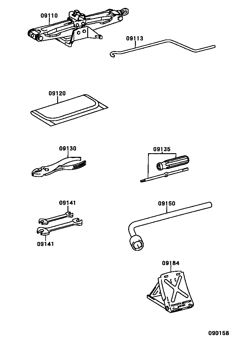 Toyota COROLLA Standard Tools EPC diagram — 090158