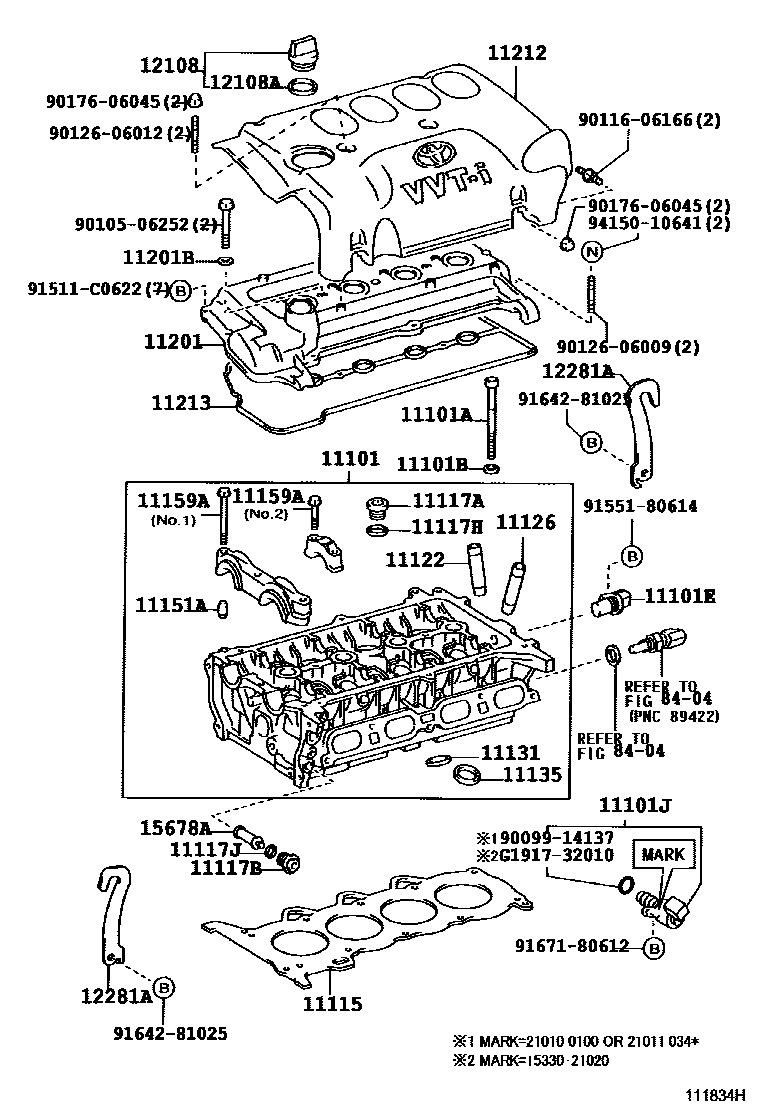Toyota COROLLA Cylinder Head EPC diagram — 111834H