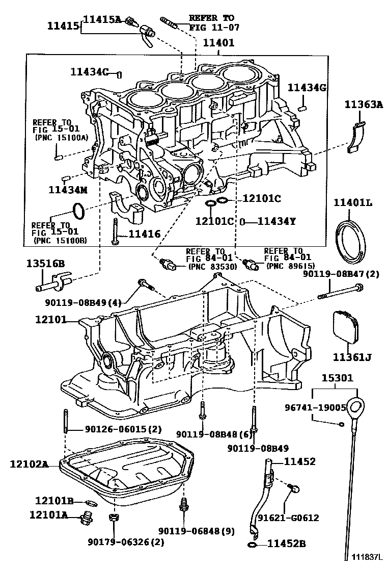 Toyota COROLLA Cylinder Block EPC diagram — 111837L