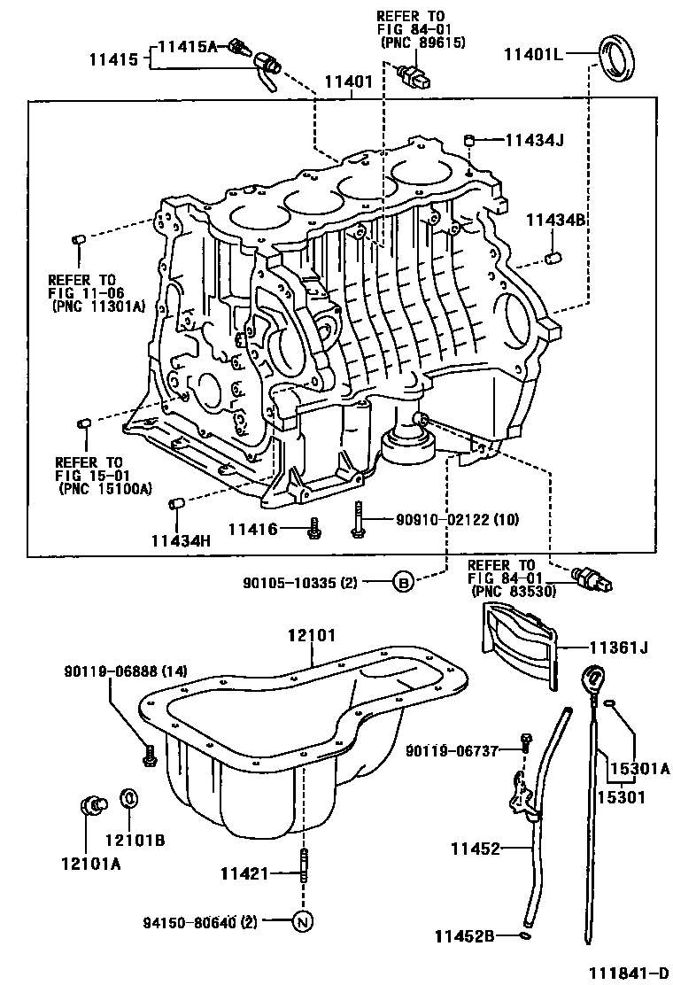 Toyota COROLLA Cylinder Block EPC diagram — 111841D