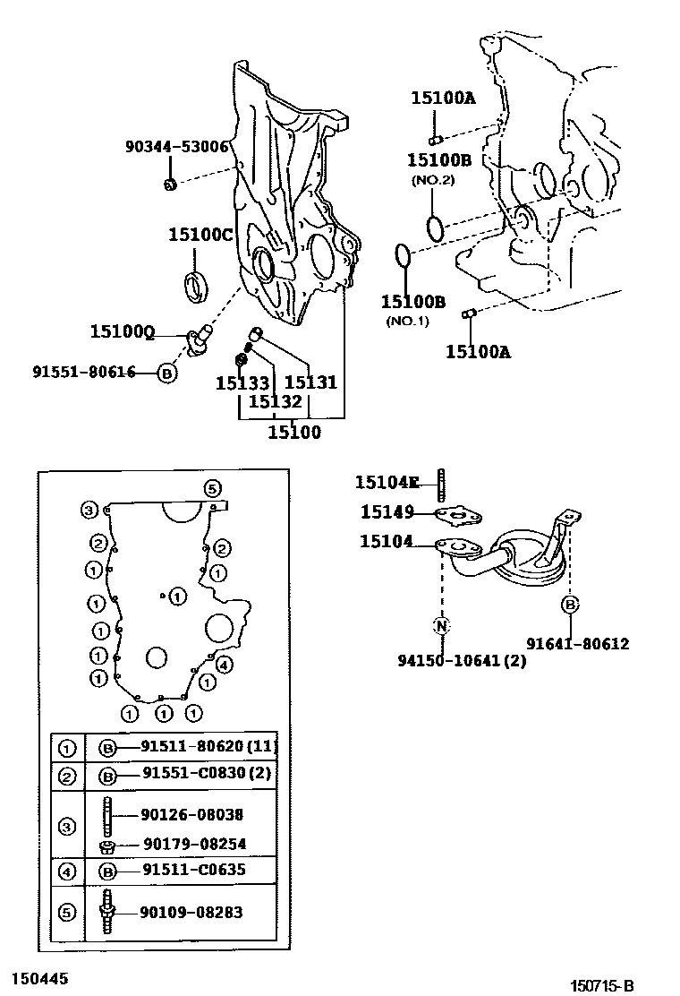 Toyota COROLLA Engine Oil Pump EPC diagram — 150715B