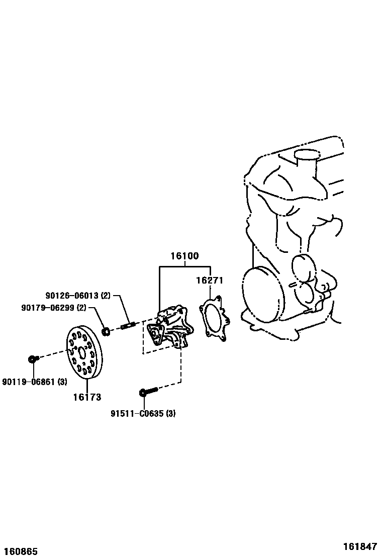 Toyota COROLLA Water Pump EPC diagram — 161847