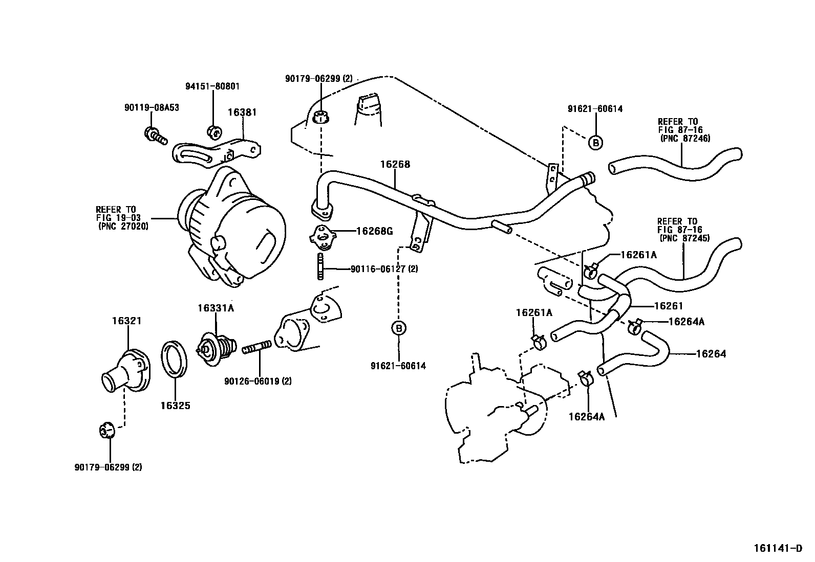 Toyota COROLLA RADIATOR & WATER OUTLET EPC diagram — 161141D