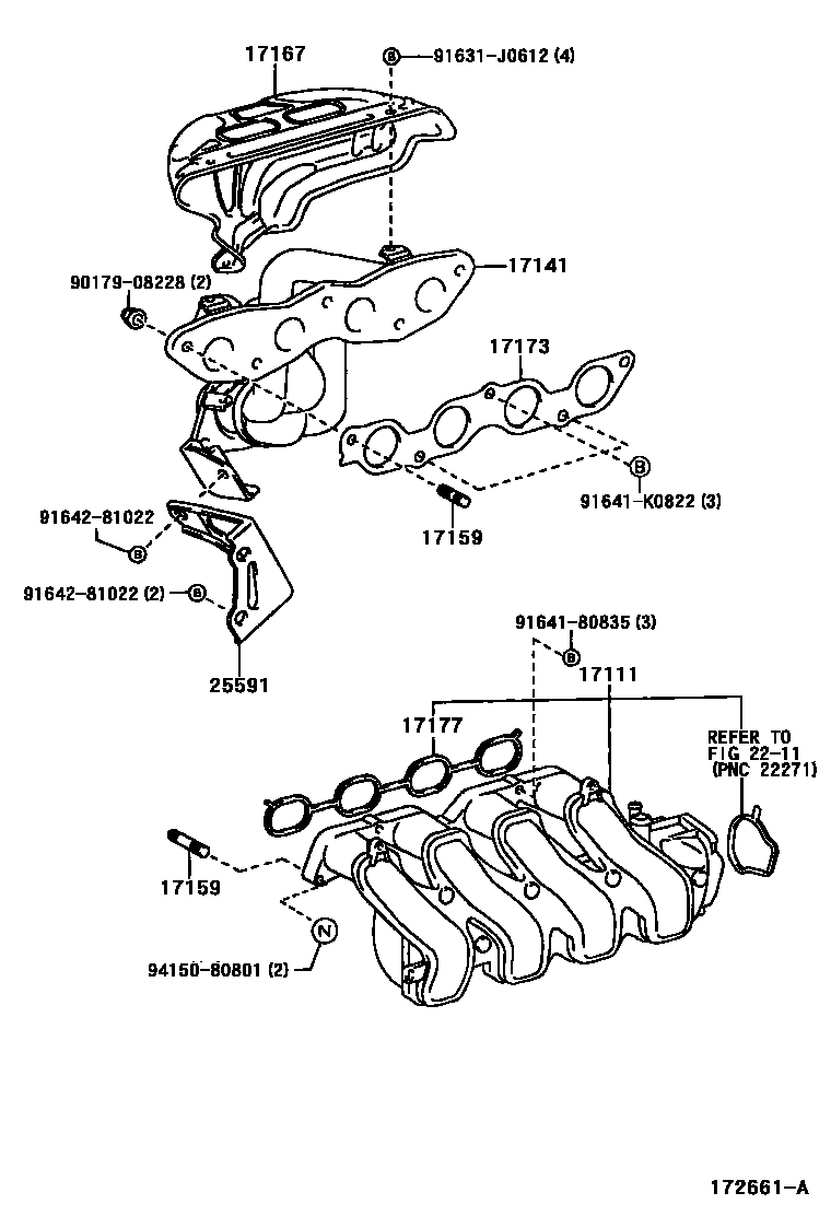 Toyota COROLLA Manifold EPC diagram — 172661A