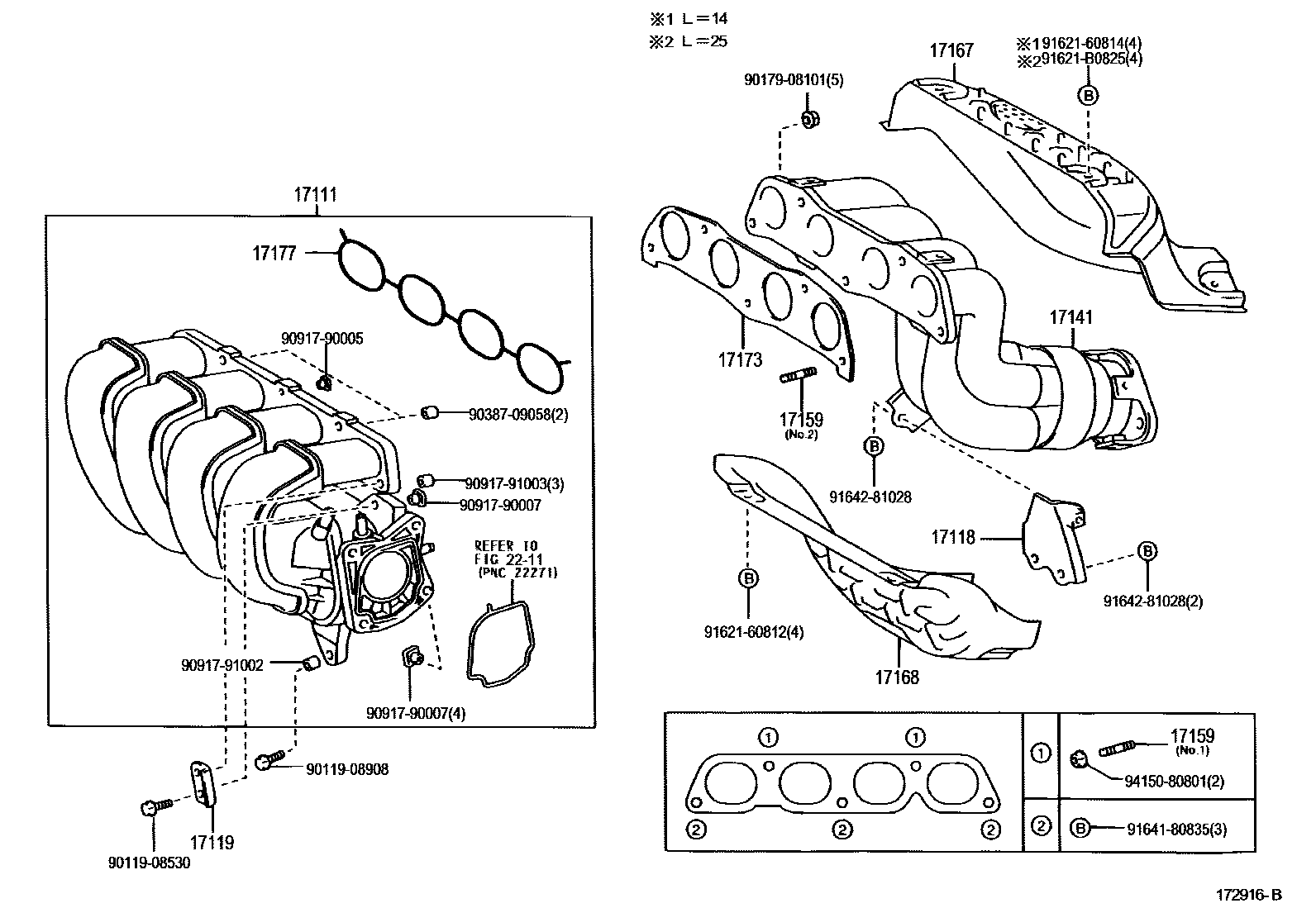 Toyota COROLLA Manifold EPC diagram — 172916B