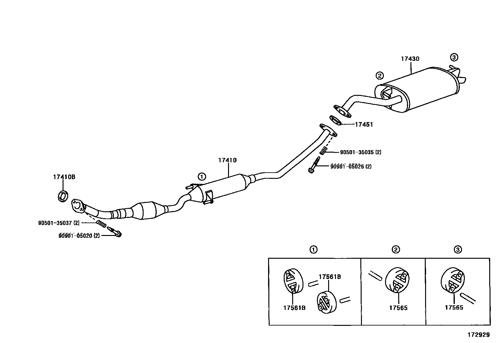 Toyota COROLLA Exhaust Pipe EPC diagram — 172929