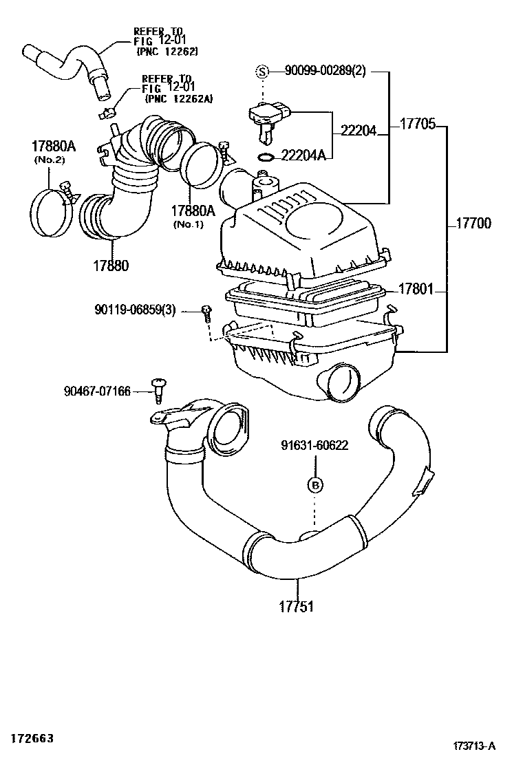 Toyota COROLLA Air Cleaner EPC diagram — 173713A