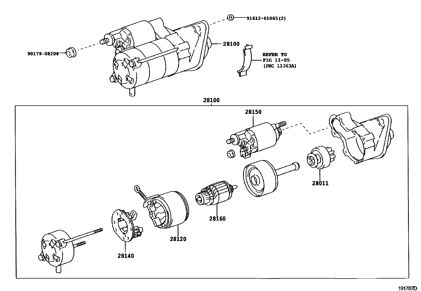Toyota COROLLA 起动机 EPC diagram — 191787D